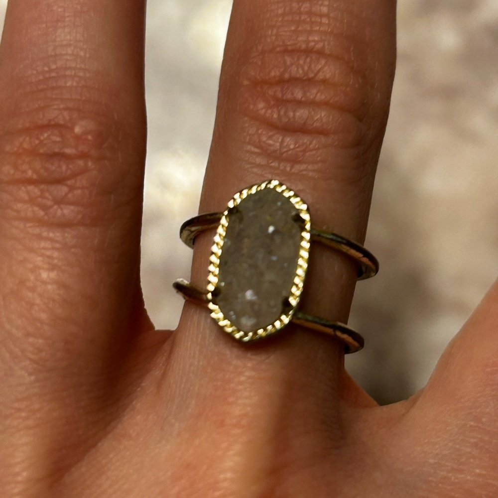 Drusy Rose Quartz Gold Kendra Scott Ring